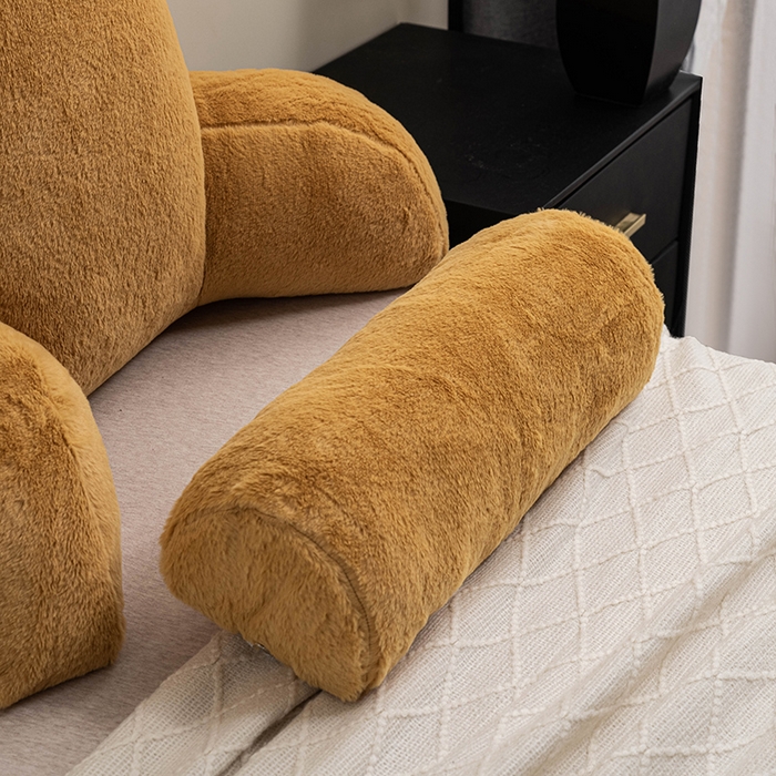 91家纺网 家纺一手货源 找家纺 一兰家纺 2025新款秋冬兔绒单人靠垫加厚多功能长毛绒护腰靠垫靠背-兔绒哈基米系列 兔绒哈基米-黄