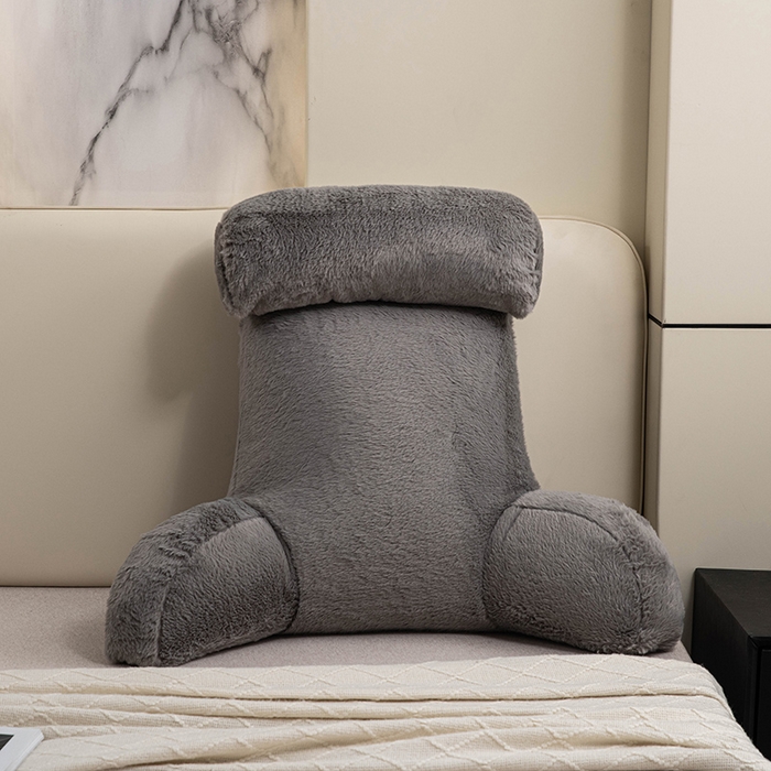 91家纺网 家纺一手货源 找家纺 一兰家纺 2025新款秋冬兔绒单人靠垫加厚多功能长毛绒护腰靠垫靠背-兔绒哈基米系列 兔绒哈基米-灰