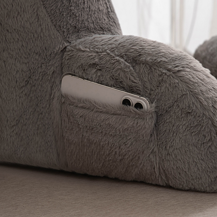 91家纺网 家纺一手货源 找家纺 一兰家纺 2025新款秋冬兔绒单人靠垫加厚多功能长毛绒护腰靠垫靠背-兔绒哈基米系列 兔绒哈基米-灰