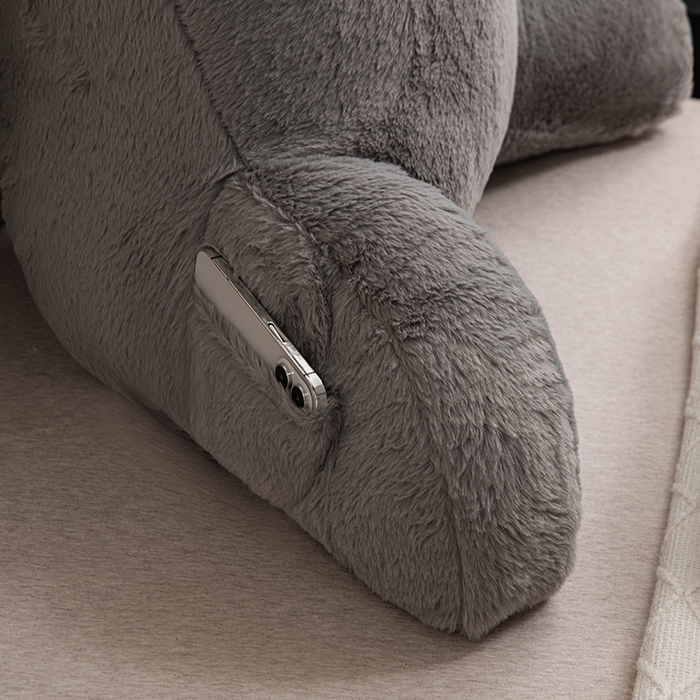 91家纺网 家纺一手货源 找家纺 一兰家纺 2025新款秋冬兔绒单人靠垫加厚多功能长毛绒护腰靠垫靠背-兔绒哈基米系列 兔绒哈基米-灰