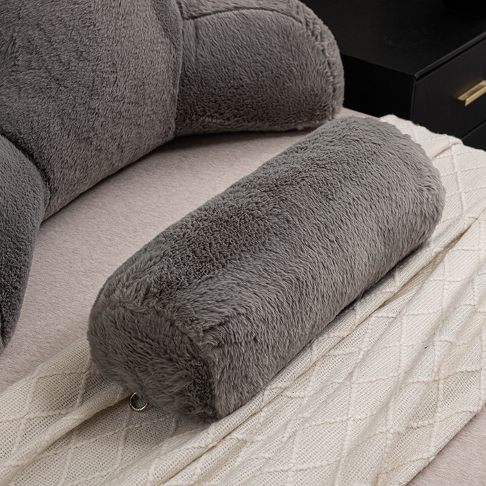 91家纺网 家纺一手货源 找家纺 一兰家纺 2025新款秋冬兔绒单人靠垫加厚多功能长毛绒护腰靠垫靠背-兔绒哈基米系列 兔绒哈基米-灰