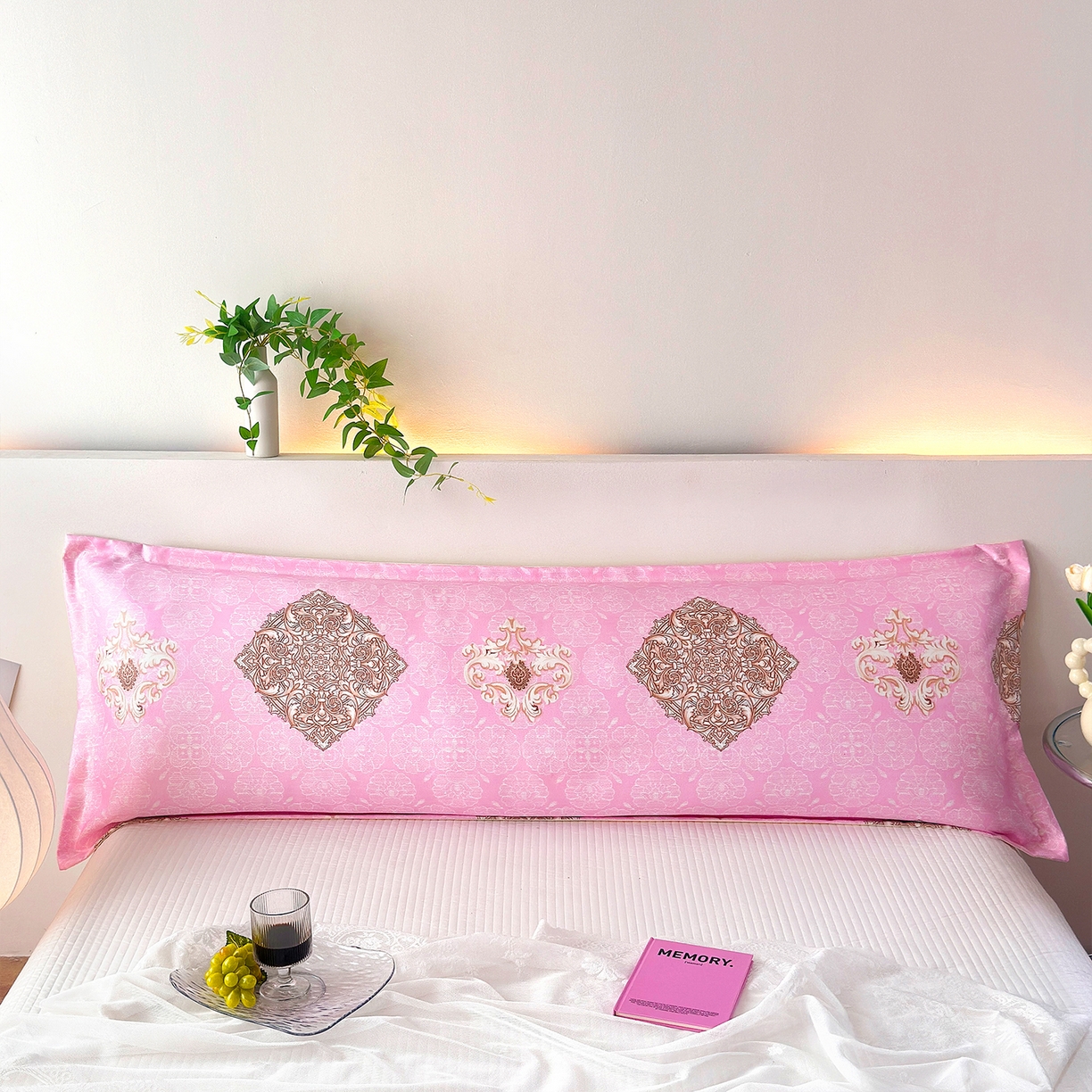 91家纺网 家纺一手货源 找家纺 云玲时尚 2025新款凉感丝双人枕枕头 空谷幽兰-粉