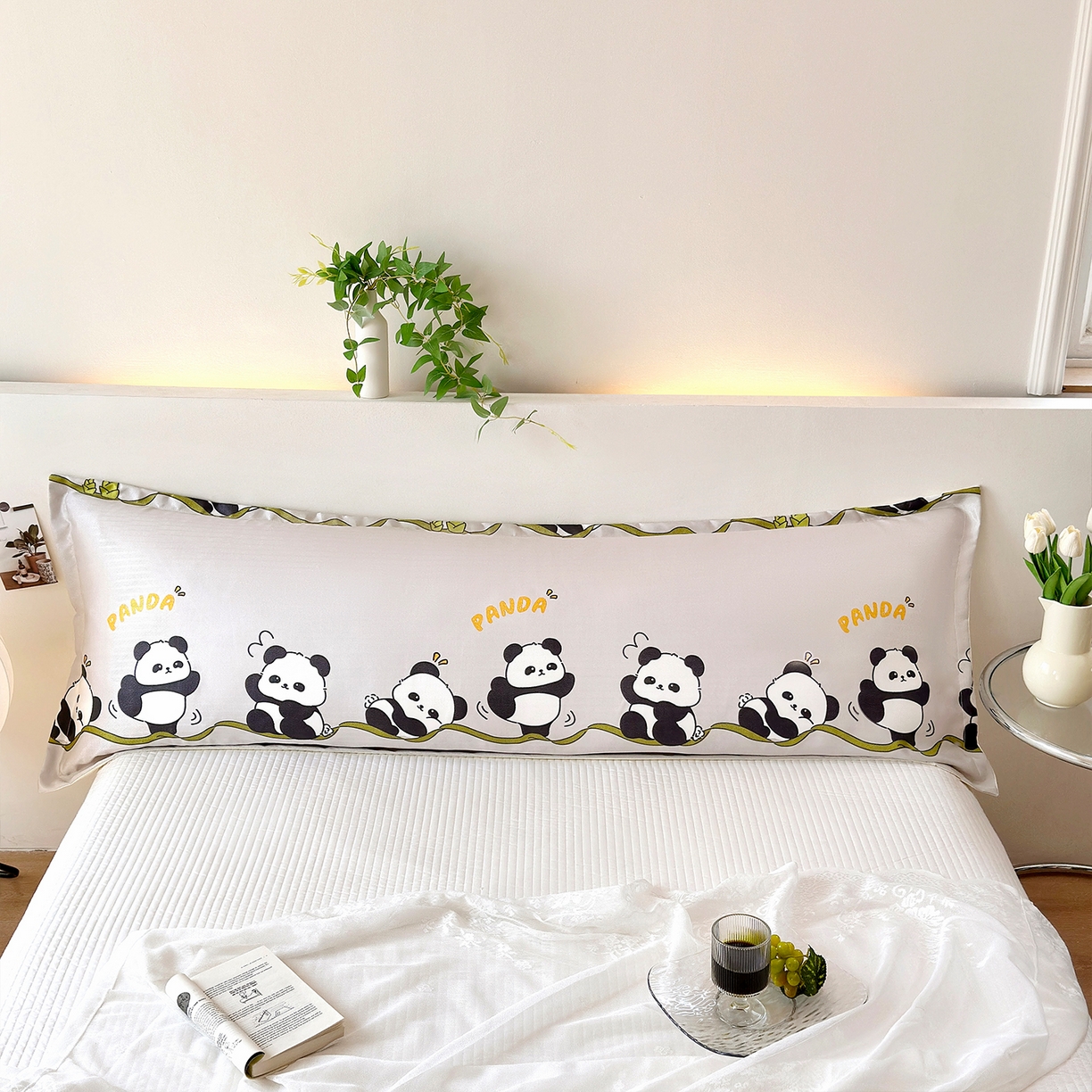 91家纺网 家纺一手货源 找家纺 云玲时尚 2025新款凉感丝双人枕枕头 熊猫-灰