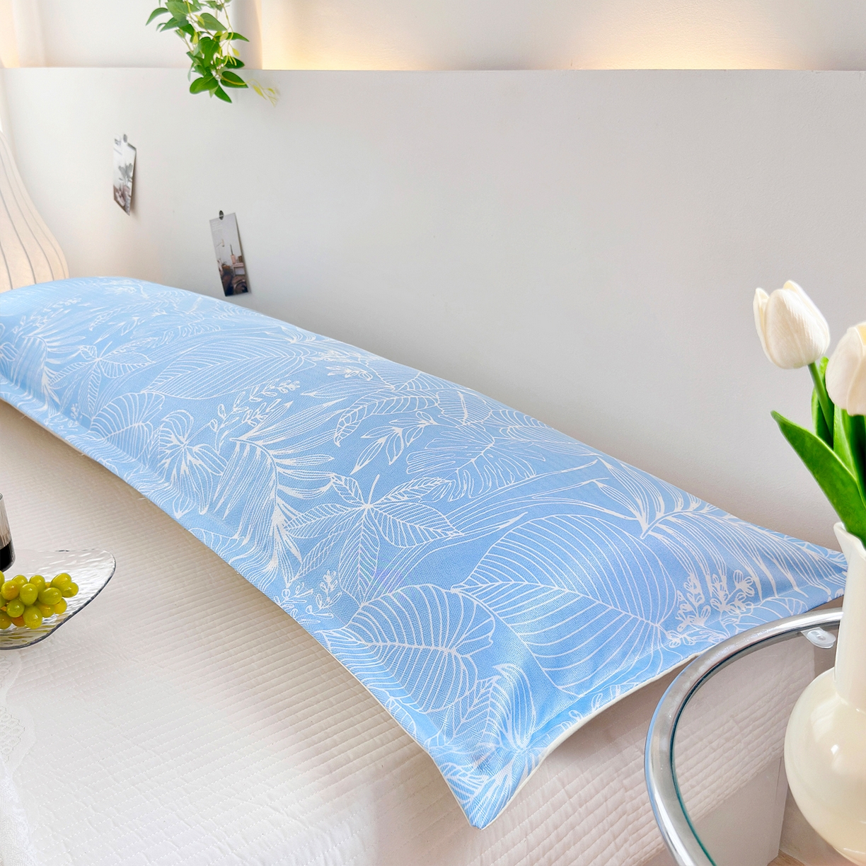 91家纺网 家纺一手货源 找家纺 云玲时尚 2025新款凉感丝双人枕枕头 芳菲-蓝