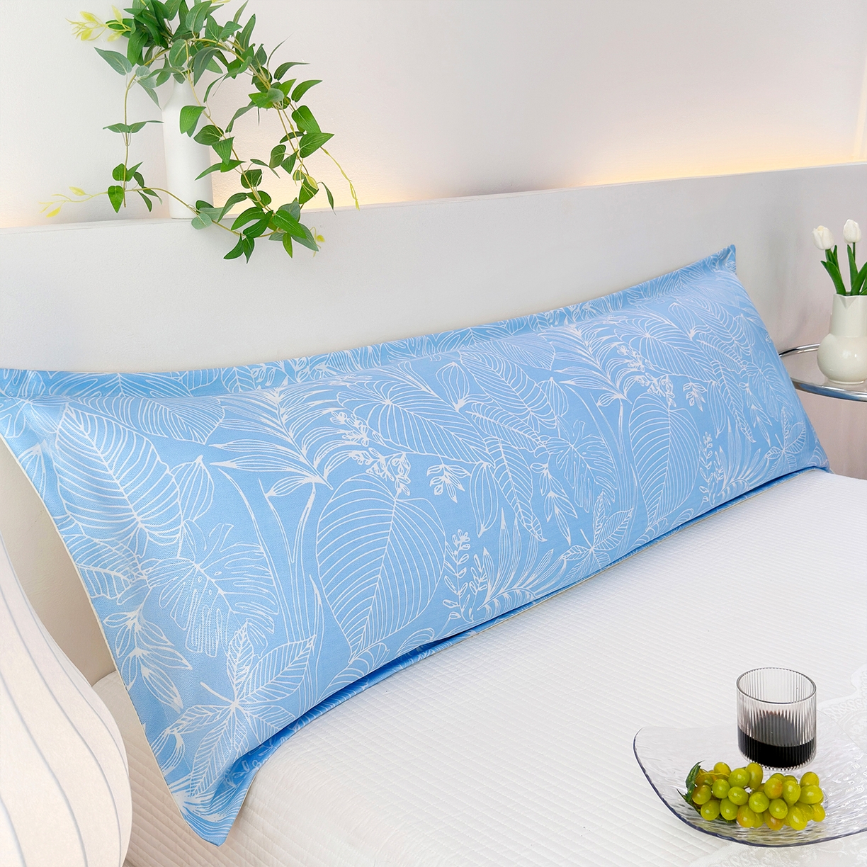 91家纺网 家纺一手货源 找家纺 云玲时尚 2025新款凉感丝双人枕枕头 芳菲-蓝