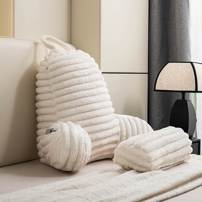 91家纺网 家纺一手货源 找家纺 一兰家纺 2025新款单人靠垫加厚薯条绒床头靠背护腰靠垫可拆洗款-薯薯系列 薯薯-蜜白