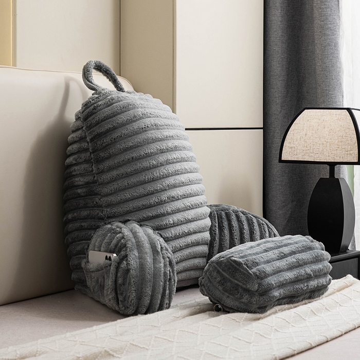 91家纺网 家纺一手货源 找家纺 一兰家纺 2025新款单人靠垫加厚薯条绒床头靠背护腰靠垫可拆洗款-薯薯系列 薯薯-雾灰