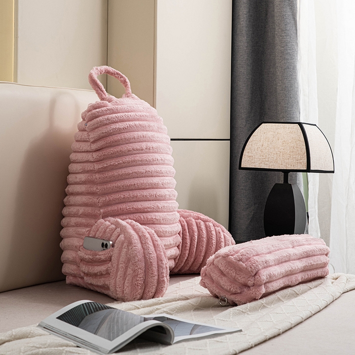 91家纺网 家纺一手货源 找家纺 一兰家纺 2025新款单人靠垫加厚薯条绒床头靠背护腰靠垫可拆洗款-薯薯系列 薯薯-嫣粉