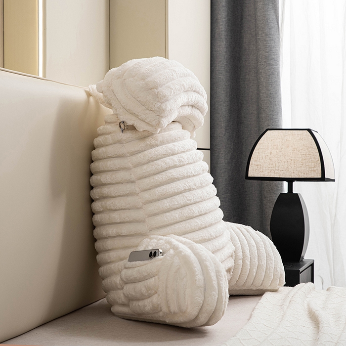 91家纺网 家纺一手货源 找家纺 一兰家纺 2025新款单人靠垫加厚薯条绒床头靠背护腰靠垫可拆洗款-薯薯系列 薯薯-蜜白