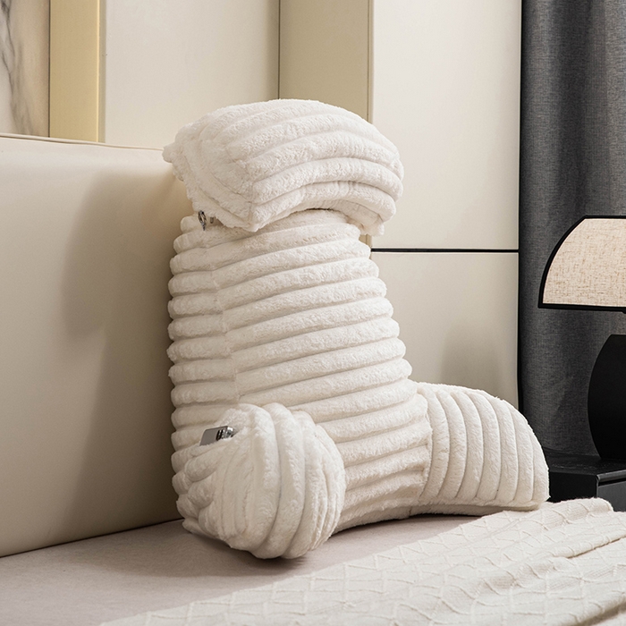 91家纺网 家纺一手货源 找家纺 一兰家纺 2025新款单人靠垫加厚薯条绒床头靠背护腰靠垫可拆洗款-薯薯系列 薯薯-蜜白