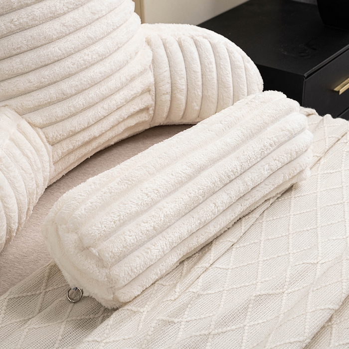 91家纺网 家纺一手货源 找家纺 一兰家纺 2025新款单人靠垫加厚薯条绒床头靠背护腰靠垫可拆洗款-薯薯系列 薯薯-蜜白