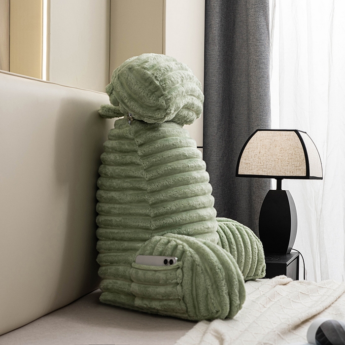 91家纺网 家纺一手货源 找家纺 一兰家纺 2025新款单人靠垫加厚薯条绒床头靠背护腰靠垫可拆洗款-薯薯系列 薯薯-青绿