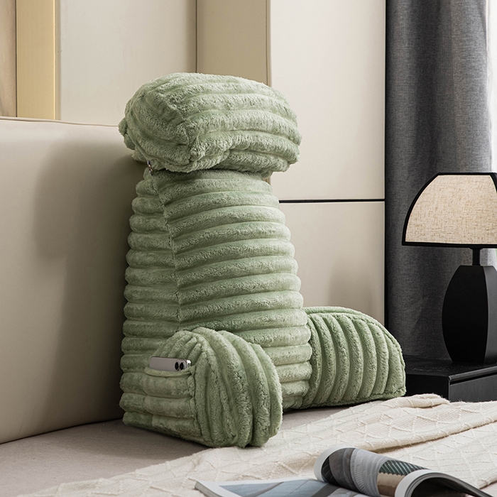 91家纺网 家纺一手货源 找家纺 一兰家纺 2025新款单人靠垫加厚薯条绒床头靠背护腰靠垫可拆洗款-薯薯系列 薯薯-青绿