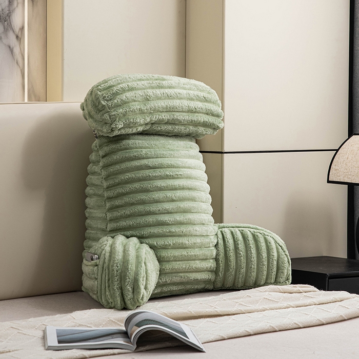 91家纺网 家纺一手货源 找家纺 一兰家纺 2025新款单人靠垫加厚薯条绒床头靠背护腰靠垫可拆洗款-薯薯系列 薯薯-青绿