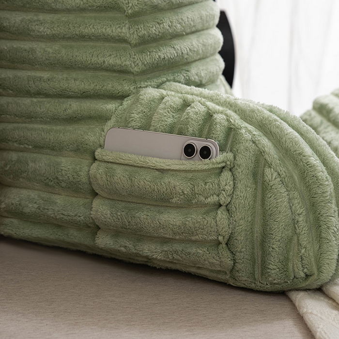 91家纺网 家纺一手货源 找家纺 一兰家纺 2025新款单人靠垫加厚薯条绒床头靠背护腰靠垫可拆洗款-薯薯系列 薯薯-青绿