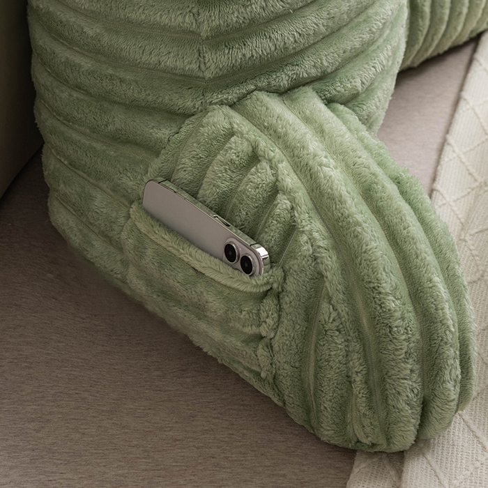 91家纺网 家纺一手货源 找家纺 一兰家纺 2025新款单人靠垫加厚薯条绒床头靠背护腰靠垫可拆洗款-薯薯系列 薯薯-青绿