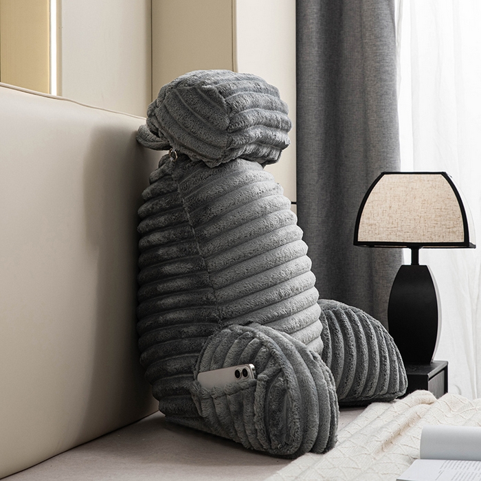 91家纺网 家纺一手货源 找家纺 一兰家纺 2025新款单人靠垫加厚薯条绒床头靠背护腰靠垫可拆洗款-薯薯系列 薯薯-雾灰