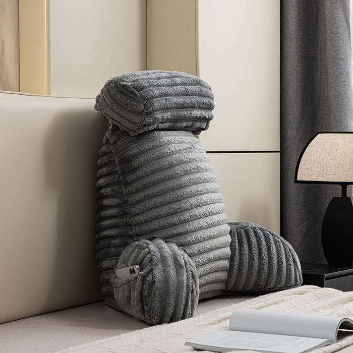 91家纺网 家纺一手货源 找家纺 一兰家纺 2025新款单人靠垫加厚薯条绒床头靠背护腰靠垫可拆洗款-薯薯系列 薯薯-雾灰