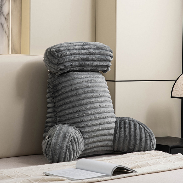 91家纺网 家纺一手货源 找家纺 一兰家纺 2025新款单人靠垫加厚薯条绒床头靠背护腰靠垫可拆洗款-薯薯系列 薯薯-雾灰