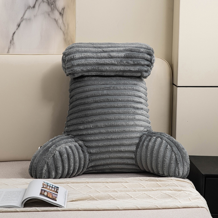 91家纺网 家纺一手货源 找家纺 一兰家纺 2025新款单人靠垫加厚薯条绒床头靠背护腰靠垫可拆洗款-薯薯系列 薯薯-雾灰