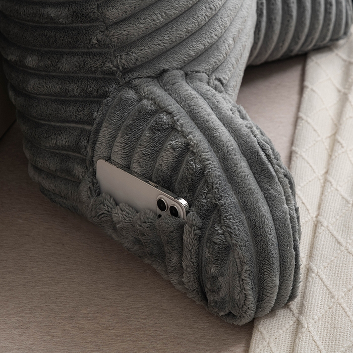 91家纺网 家纺一手货源 找家纺 一兰家纺 2025新款单人靠垫加厚薯条绒床头靠背护腰靠垫可拆洗款-薯薯系列 薯薯-雾灰