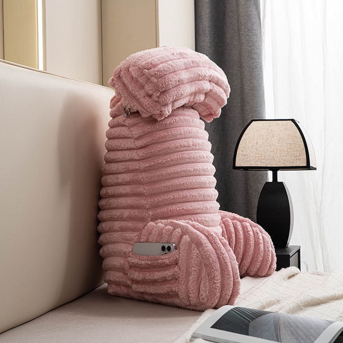 91家纺网 家纺一手货源 找家纺 一兰家纺 2025新款单人靠垫加厚薯条绒床头靠背护腰靠垫可拆洗款-薯薯系列 薯薯-嫣粉