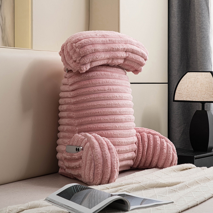 91家纺网 家纺一手货源 找家纺 一兰家纺 2025新款单人靠垫加厚薯条绒床头靠背护腰靠垫可拆洗款-薯薯系列 薯薯-嫣粉