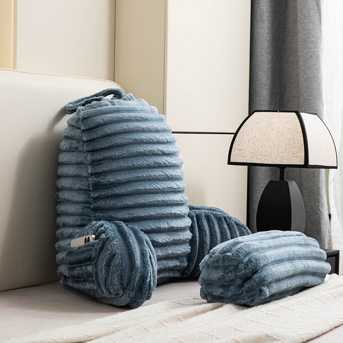 一兰家纺 2025新款单人靠垫加厚薯条绒床头靠背护腰靠垫可拆洗款-薯薯系列 薯薯-曰蓝