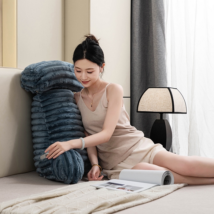 91家纺网 家纺一手货源 找家纺 一兰家纺 2025新款单人靠垫加厚薯条绒床头靠背护腰靠垫可拆洗款-薯薯系列 薯薯-曰蓝