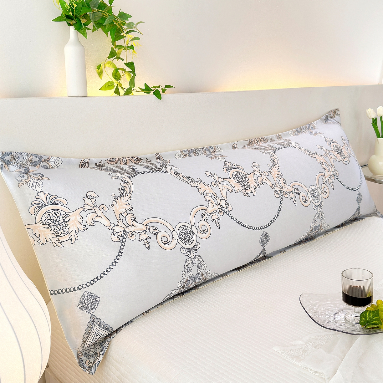 91家纺网 家纺一手货源 找家纺 云玲时尚 2025新款凉感丝双人枕枕头 古色古香