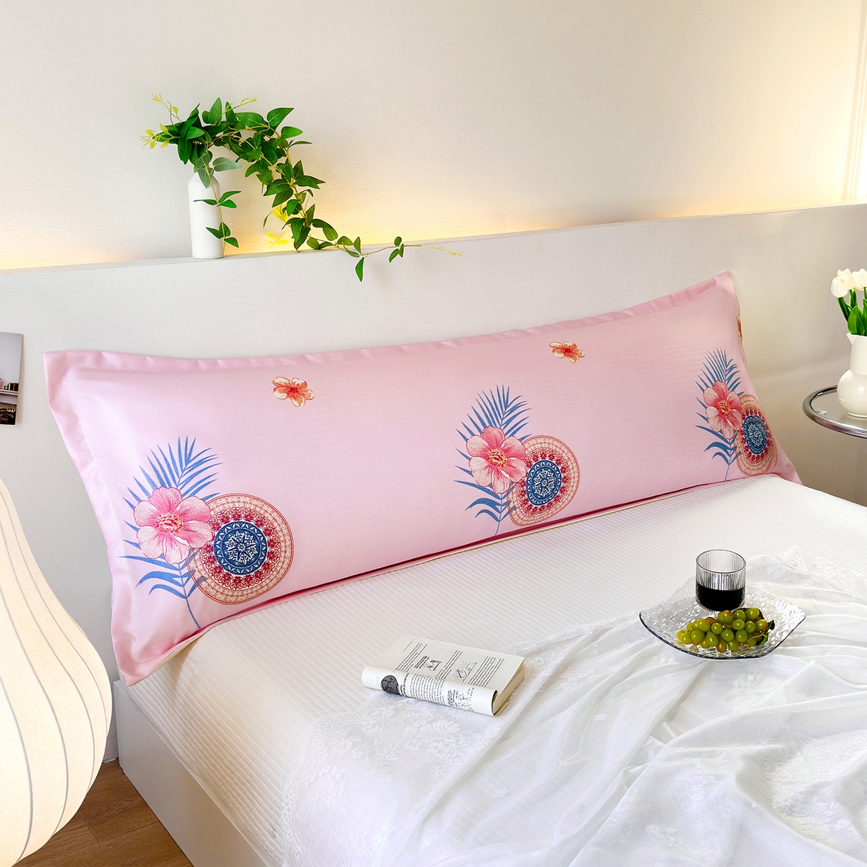 91家纺网 家纺一手货源 找家纺 云玲时尚 2025新款凉感丝双人枕枕头 国色天香-粉