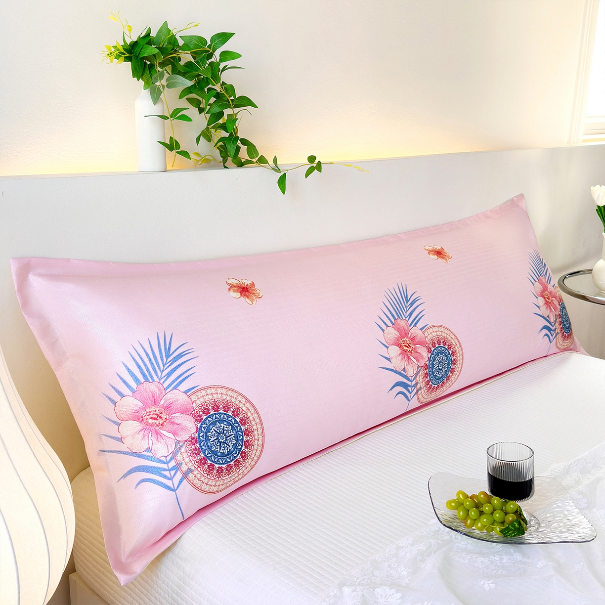 91家纺网 家纺一手货源 找家纺 云玲时尚 2025新款凉感丝双人枕枕头 国色天香-粉