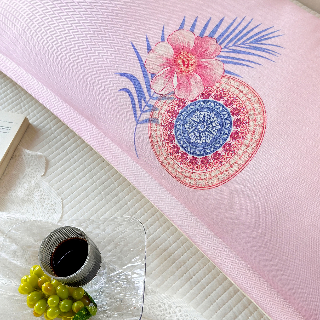 91家纺网 家纺一手货源 找家纺 云玲时尚 2025新款凉感丝双人枕枕头 国色天香-粉