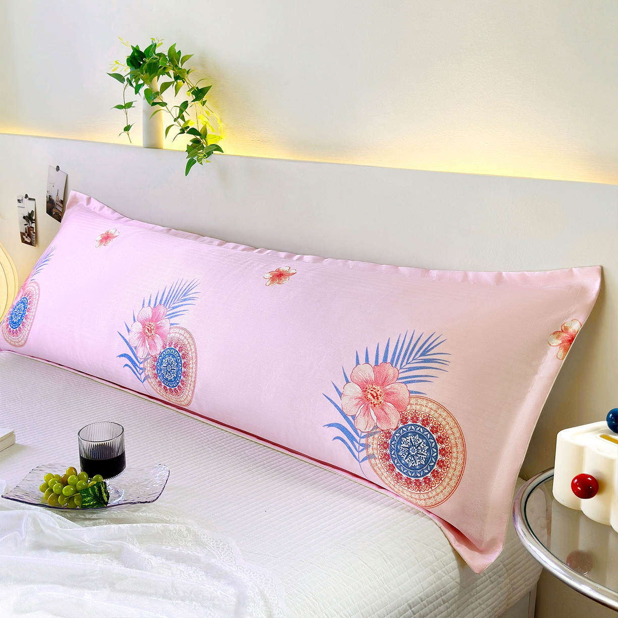 91家纺网 家纺一手货源 找家纺 云玲时尚 2025新款凉感丝双人枕枕头 国色天香-粉