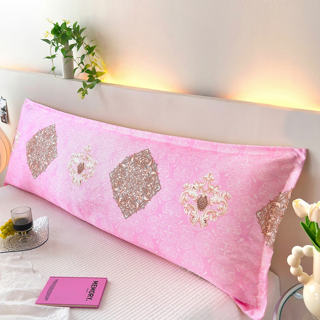 91家纺网 家纺一手货源 找家纺 云玲时尚 2025新款凉感丝双人枕枕头 空谷幽兰-粉