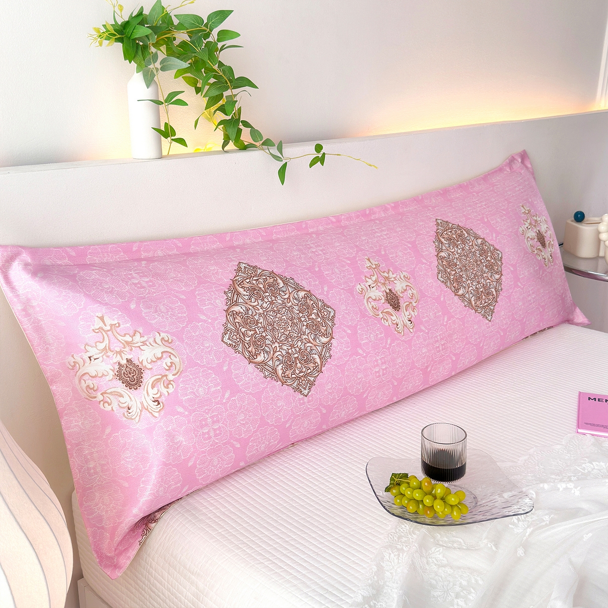 91家纺网 家纺一手货源 找家纺 云玲时尚 2025新款凉感丝双人枕枕头 空谷幽兰-粉