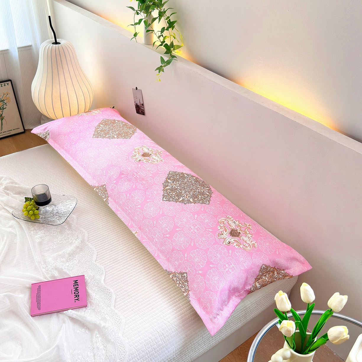 91家纺网 家纺一手货源 找家纺 云玲时尚 2025新款凉感丝双人枕枕头 空谷幽兰-粉