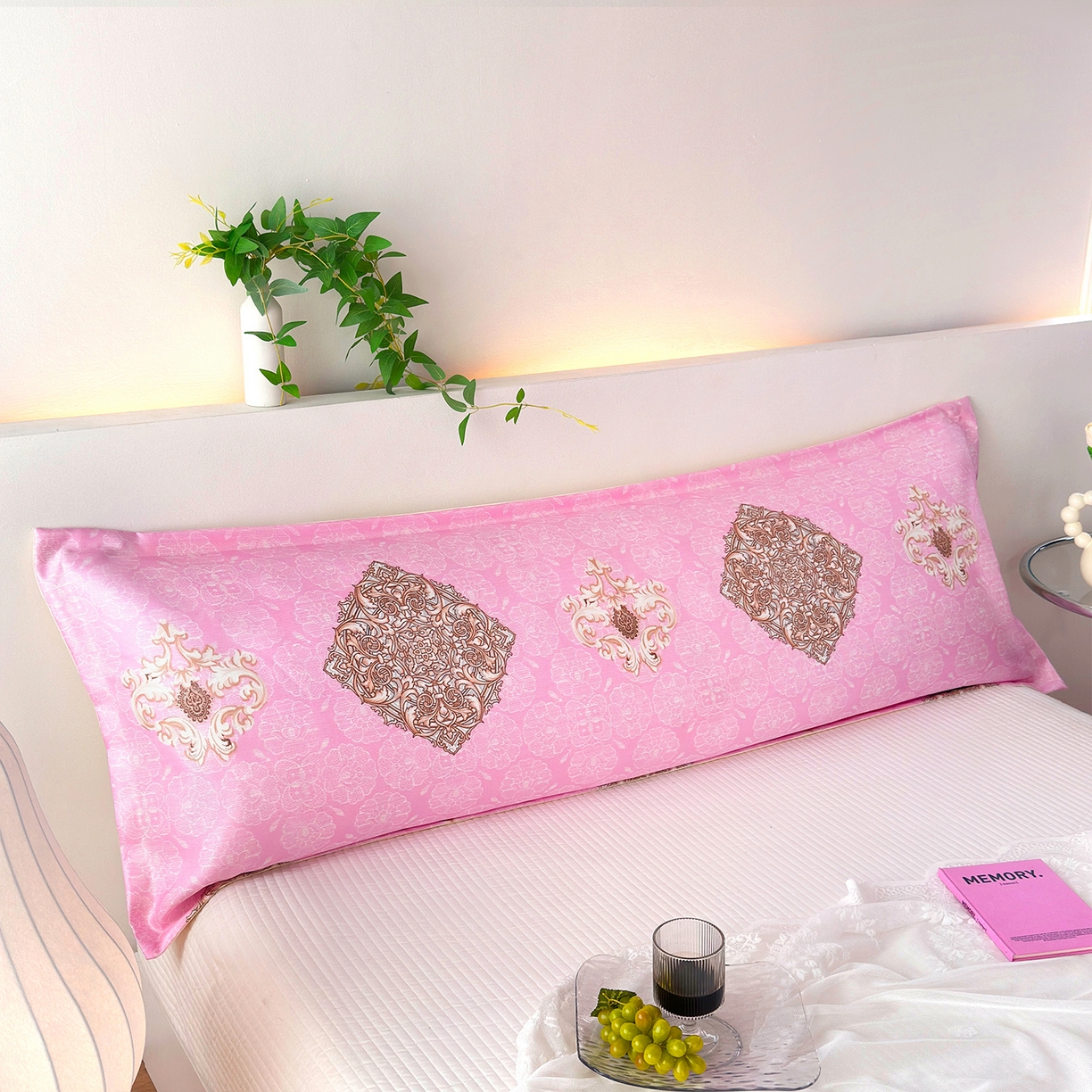 91家纺网 家纺一手货源 找家纺 云玲时尚 2025新款凉感丝双人枕枕头 空谷幽兰-粉