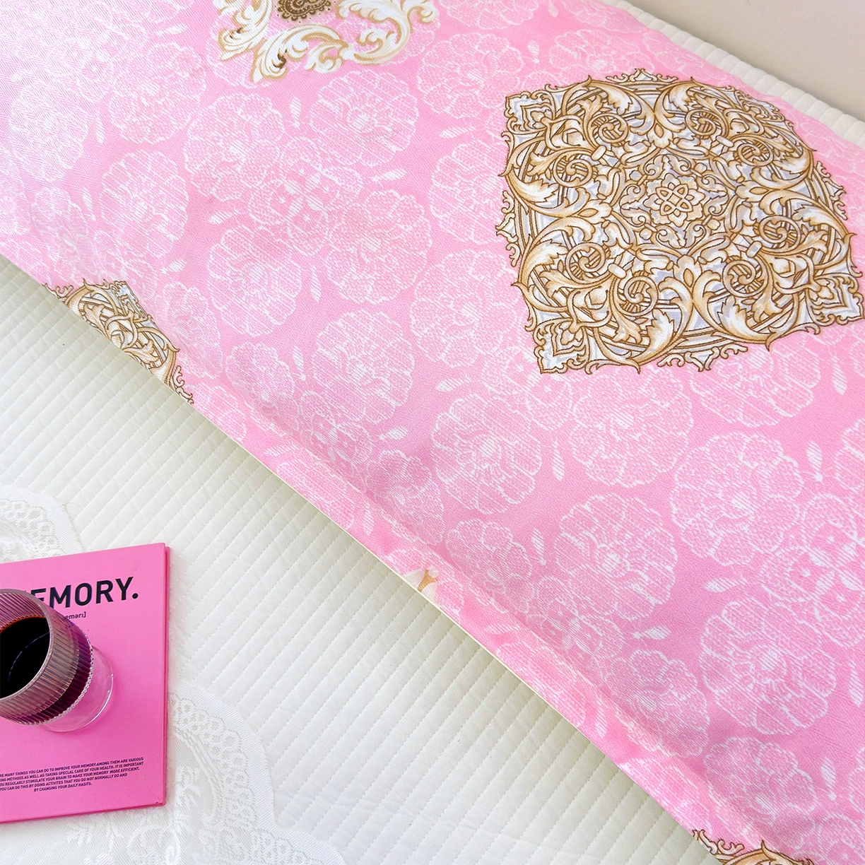 91家纺网 家纺一手货源 找家纺 云玲时尚 2025新款凉感丝双人枕枕头 空谷幽兰-粉