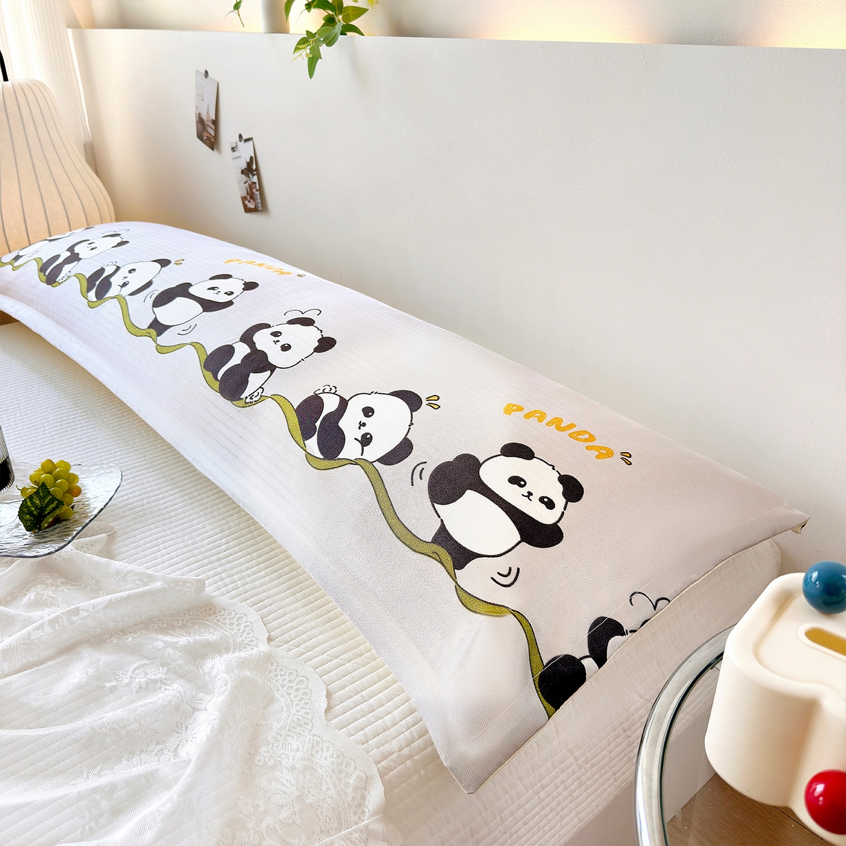 91家纺网 家纺一手货源 找家纺 云玲时尚 2025新款凉感丝双人枕枕头 熊猫-灰