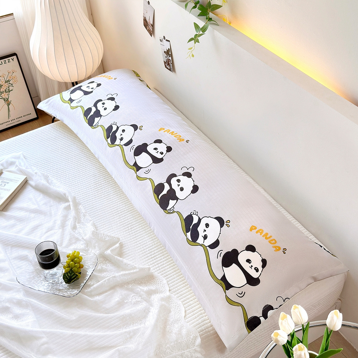 91家纺网 家纺一手货源 找家纺 云玲时尚 2025新款凉感丝双人枕枕头 熊猫-灰