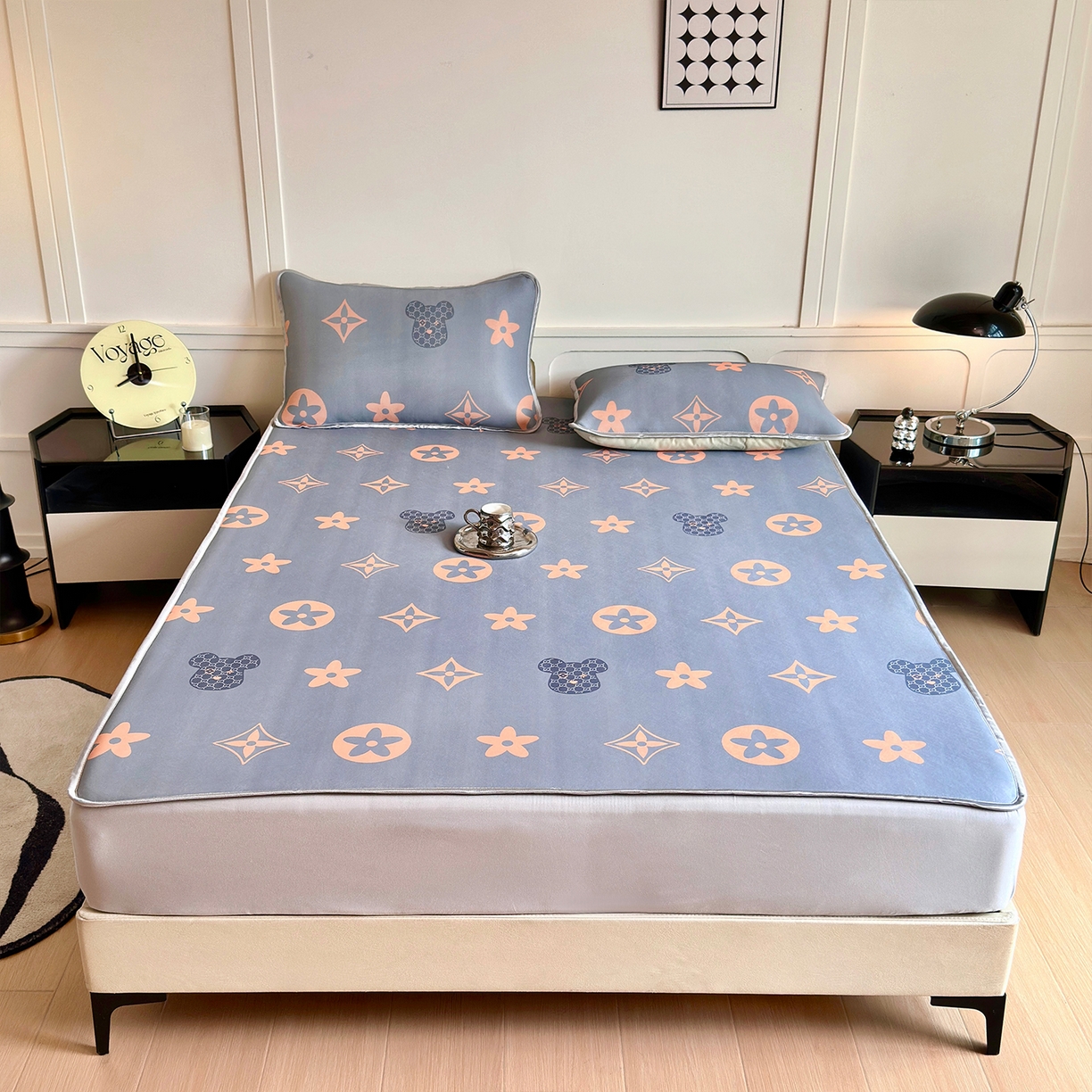 91家纺网 家纺一手货源 找家纺 乐居家纺 2025新款凉感丝三明治床笠款凉席席子 布莱迪