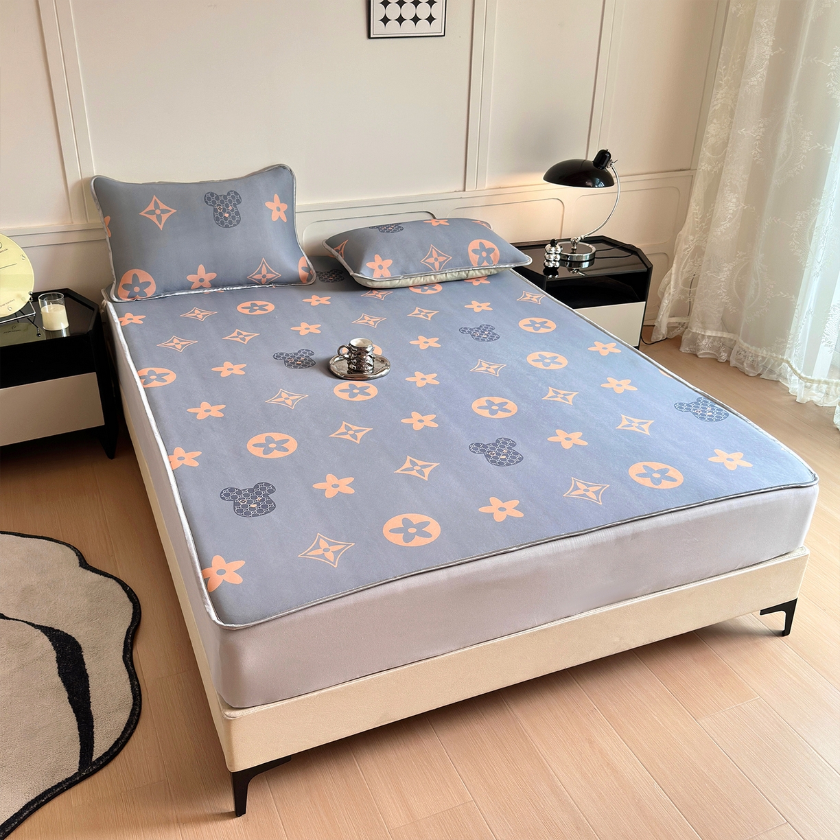 91家纺网 家纺一手货源 找家纺 乐居家纺 2025新款凉感丝三明治床笠款凉席席子 布莱迪