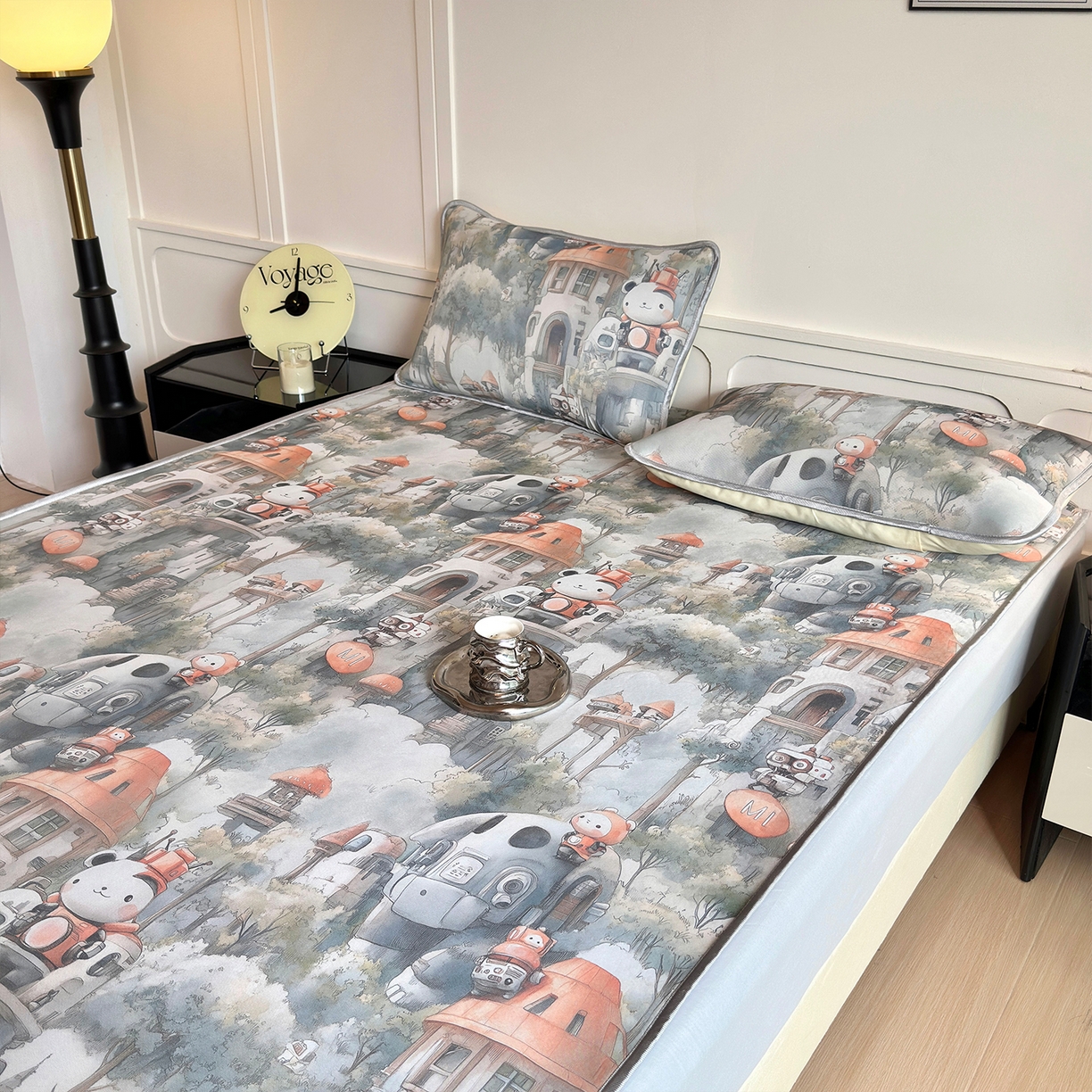 91家纺网 家纺一手货源 找家纺 乐居家纺 2025新款凉感丝三明治床笠款凉席席子 幻谷