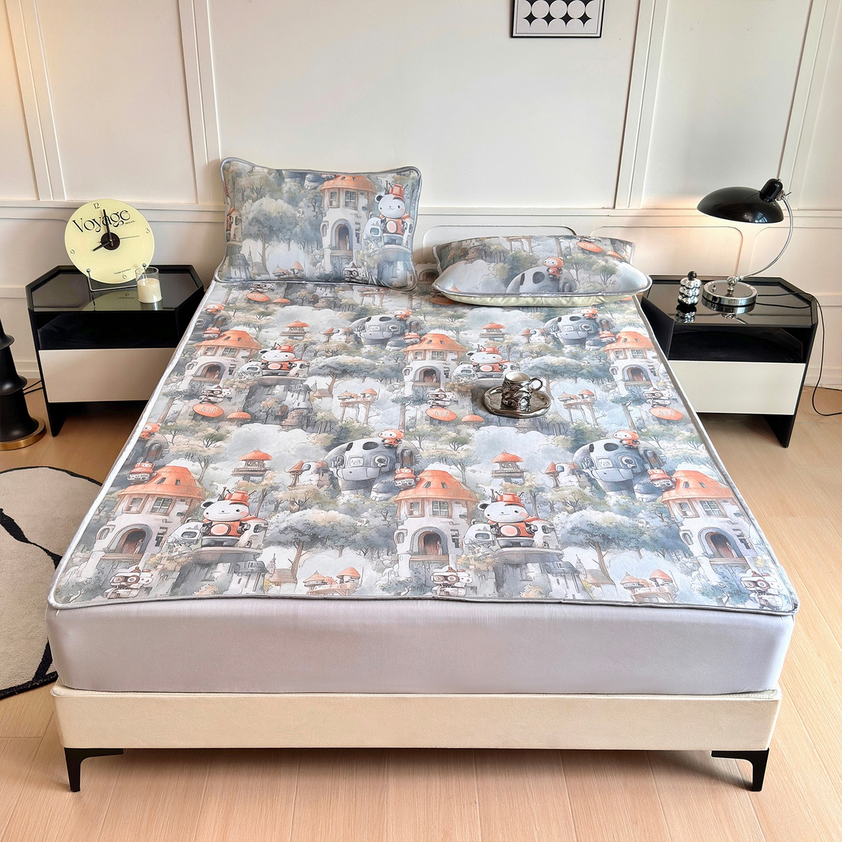 91家纺网 家纺一手货源 找家纺 乐居家纺 2025新款凉感丝三明治床笠款凉席席子 幻谷