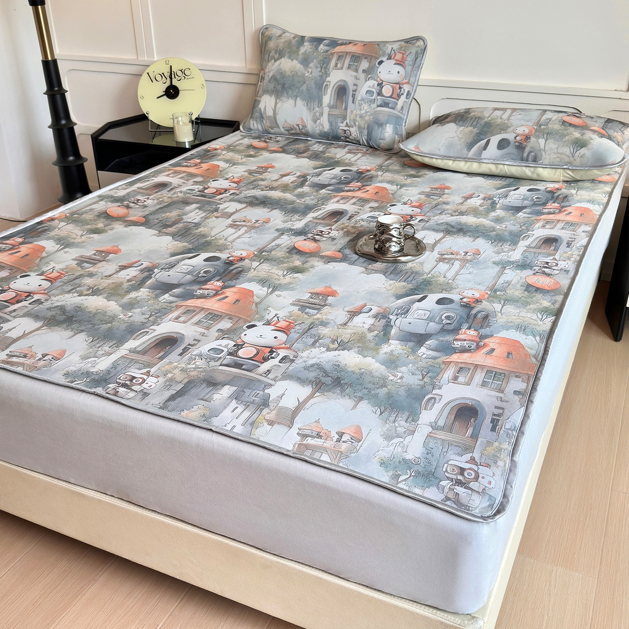 91家纺网 家纺一手货源 找家纺 乐居家纺 2025新款凉感丝三明治床笠款凉席席子 幻谷