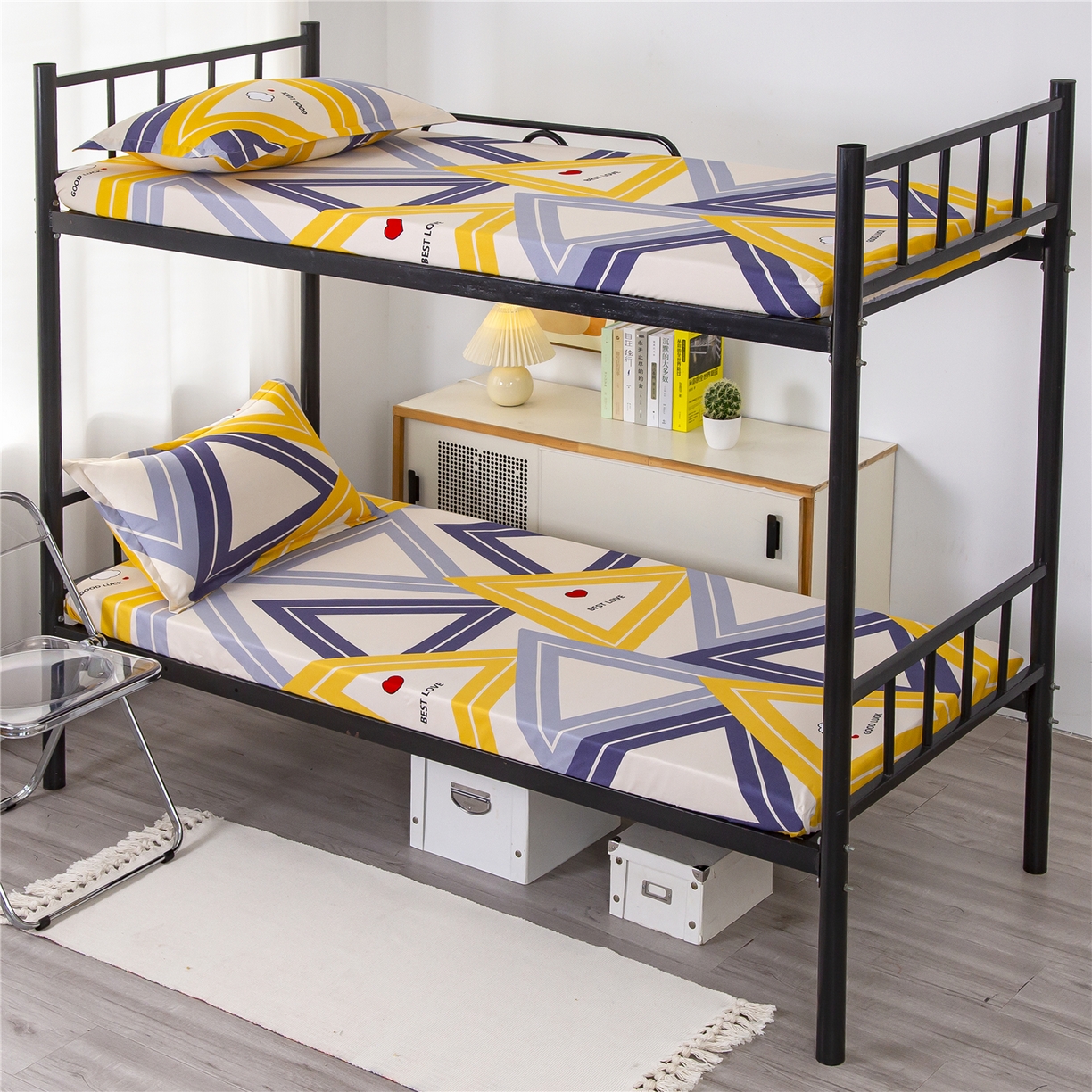 91家纺网 家纺一手货源 找家纺 曼璐2025新款学生床笠三件套四件套 缤纷色彩