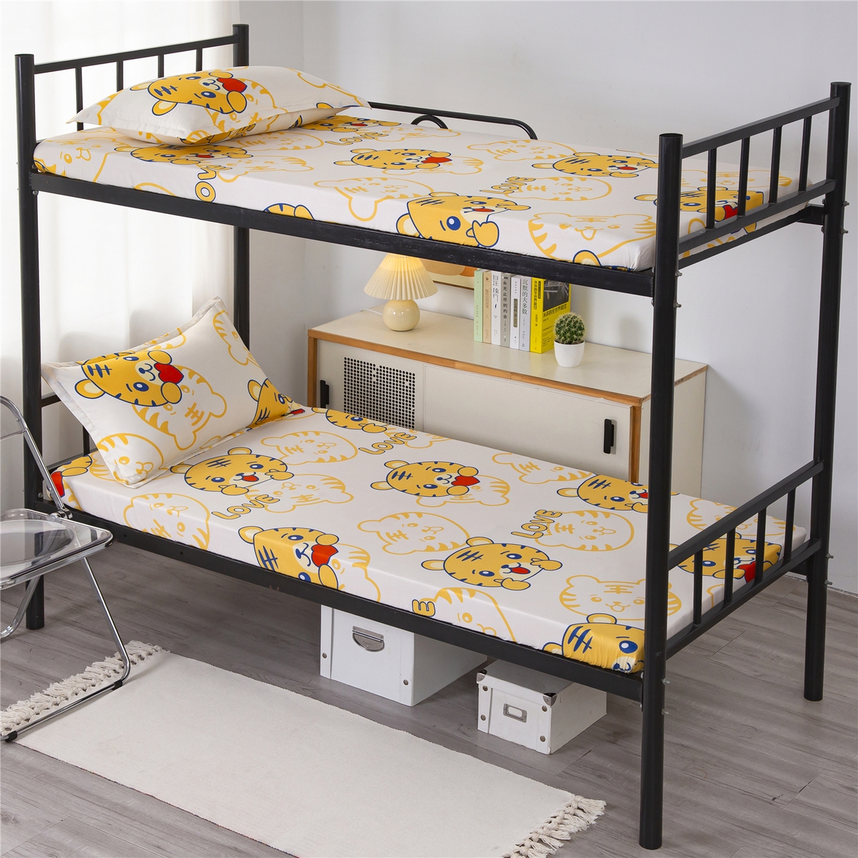 91家纺网 家纺一手货源 找家纺 曼璐2025新款学生床笠三件套四件套 虎虎生威