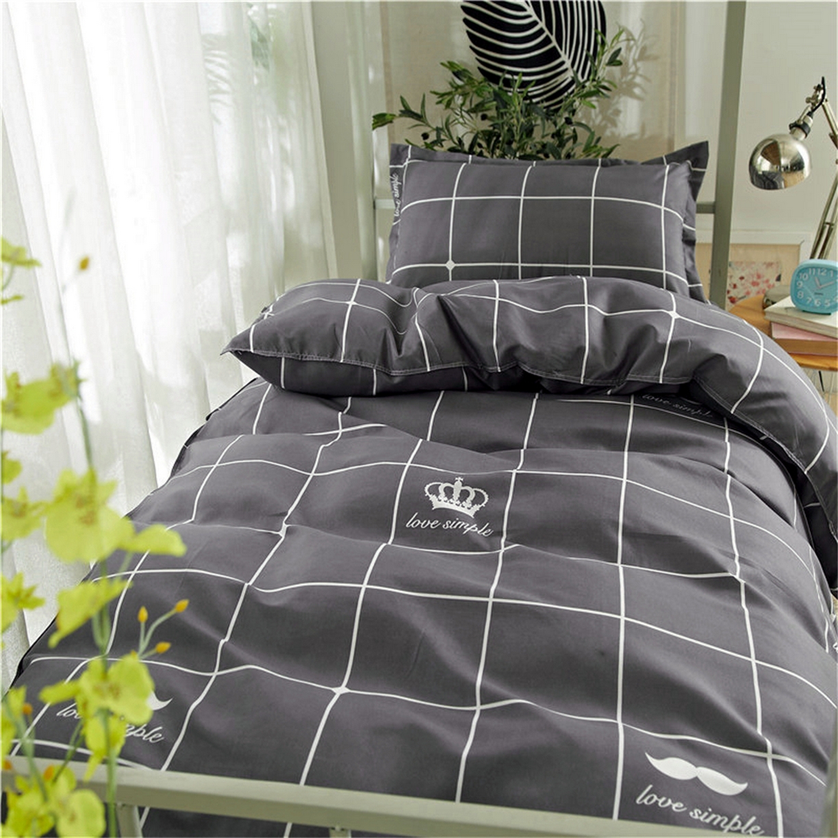 91家纺网 家纺一手货源 找家纺 曼璐2025新款学生床笠三件套四件套 简单爱