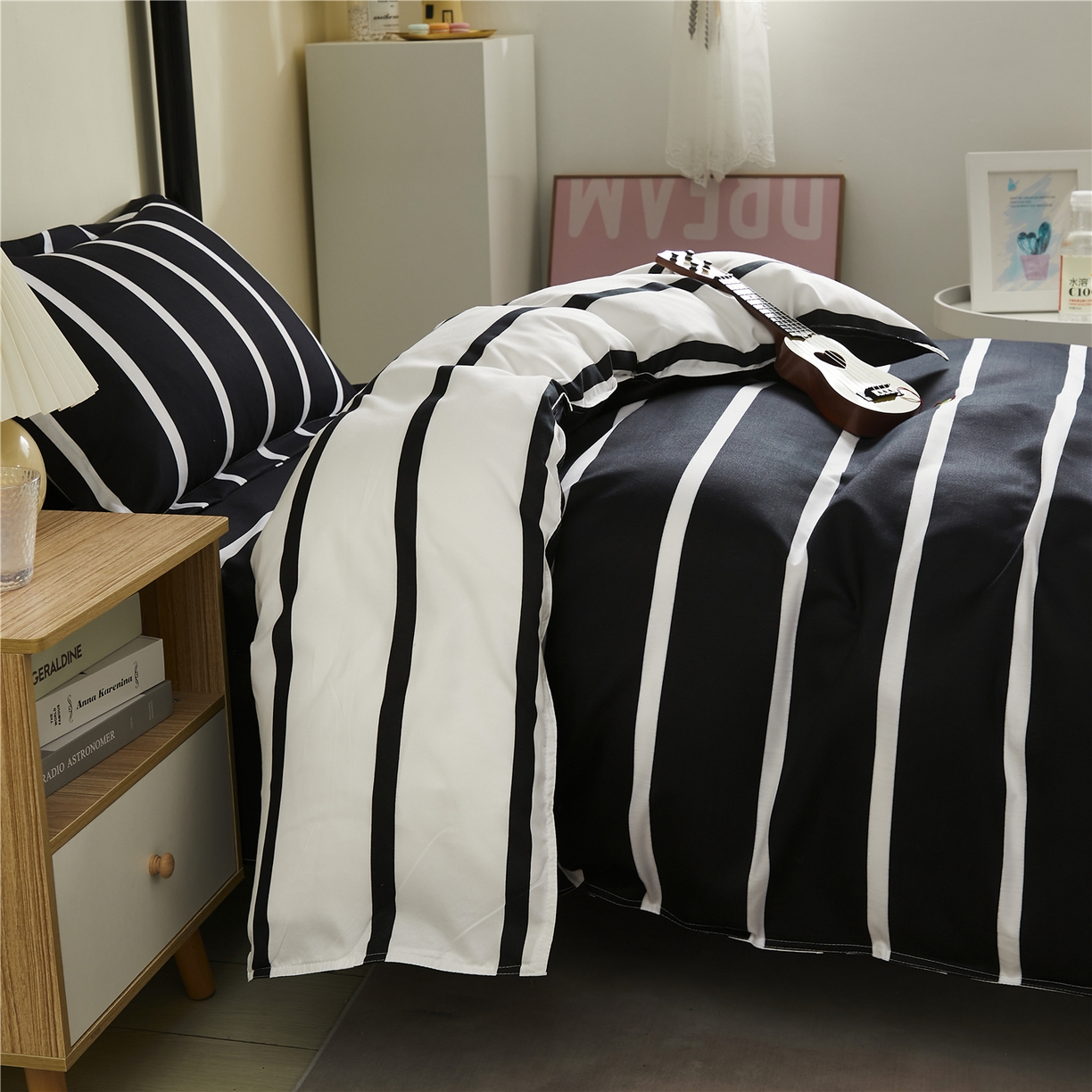 91家纺网 家纺一手货源 找家纺 曼璐2025新款学生床笠三件套四件套 简约人生